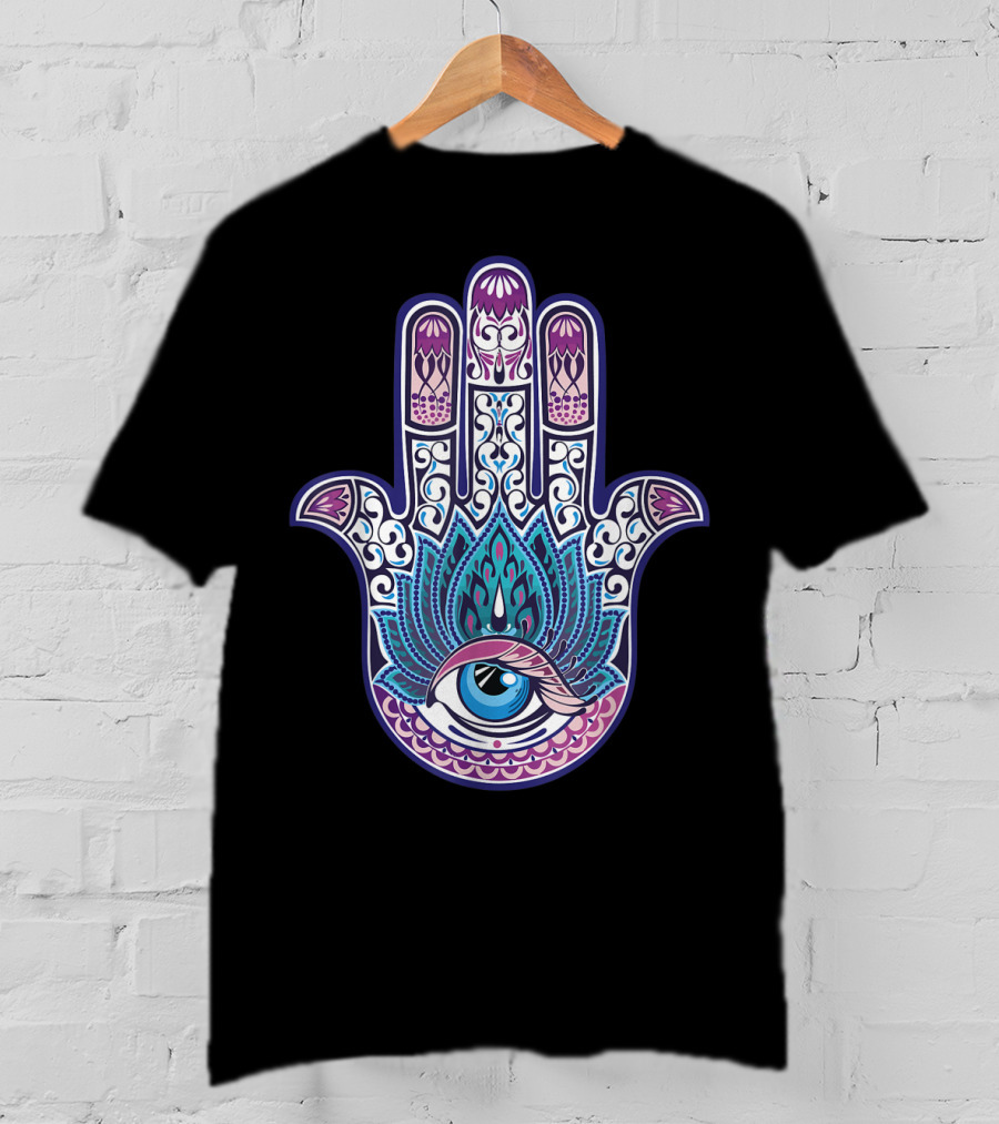 Hamsa Mandala Eye Hand Of Fatima Womens Yoga Iconic T-Shirt