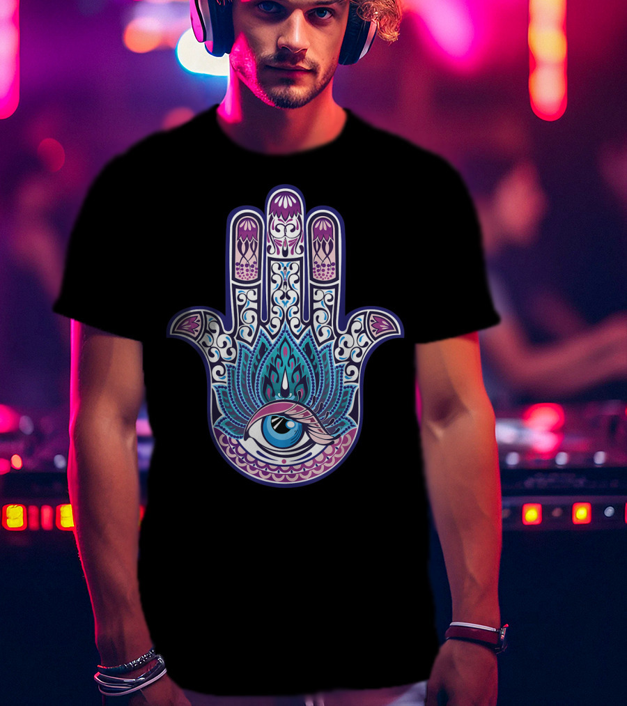 Hamsa Mandala Eye Hand Of Fatima Womens Yoga Iconic T-Shirt