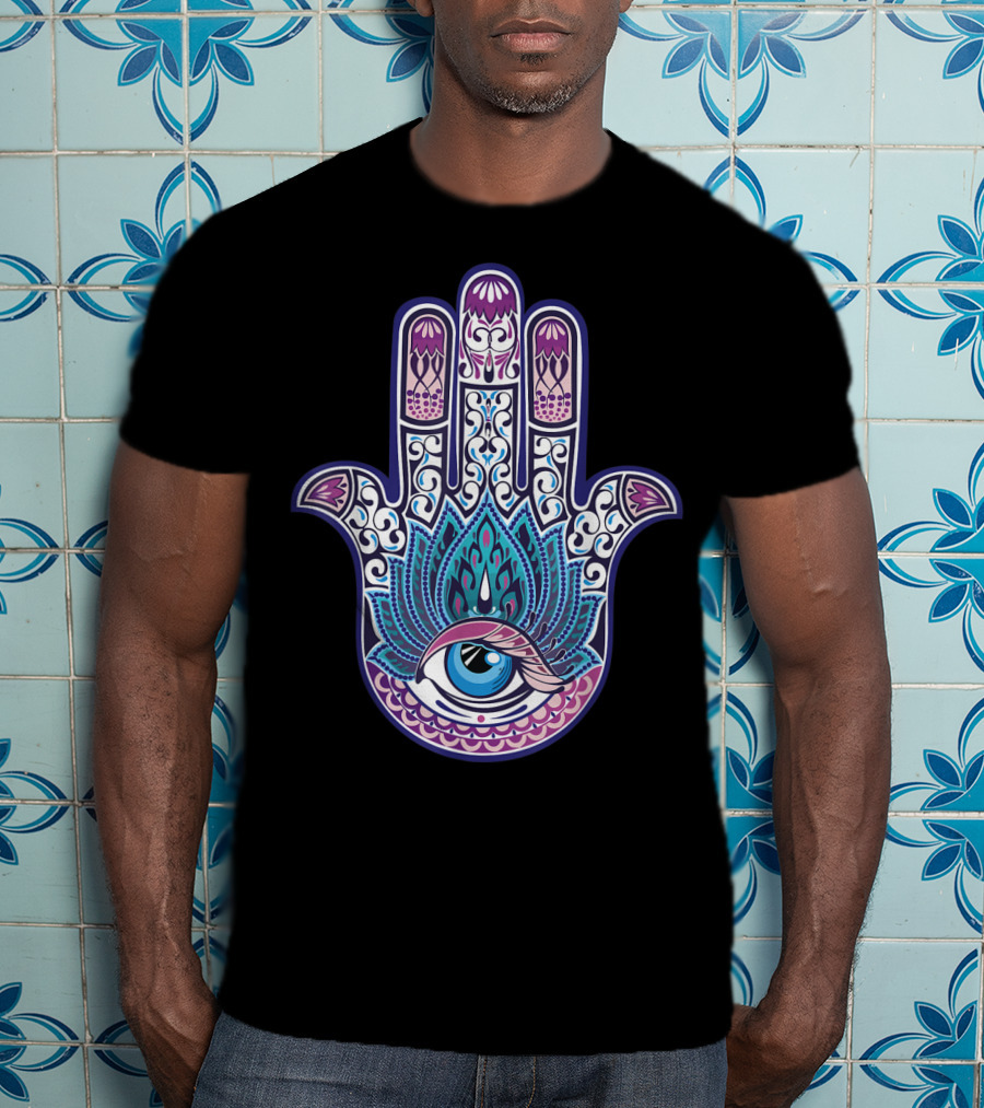 Hamsa Mandala Eye Hand Of Fatima Womens Yoga Iconic T-Shirt