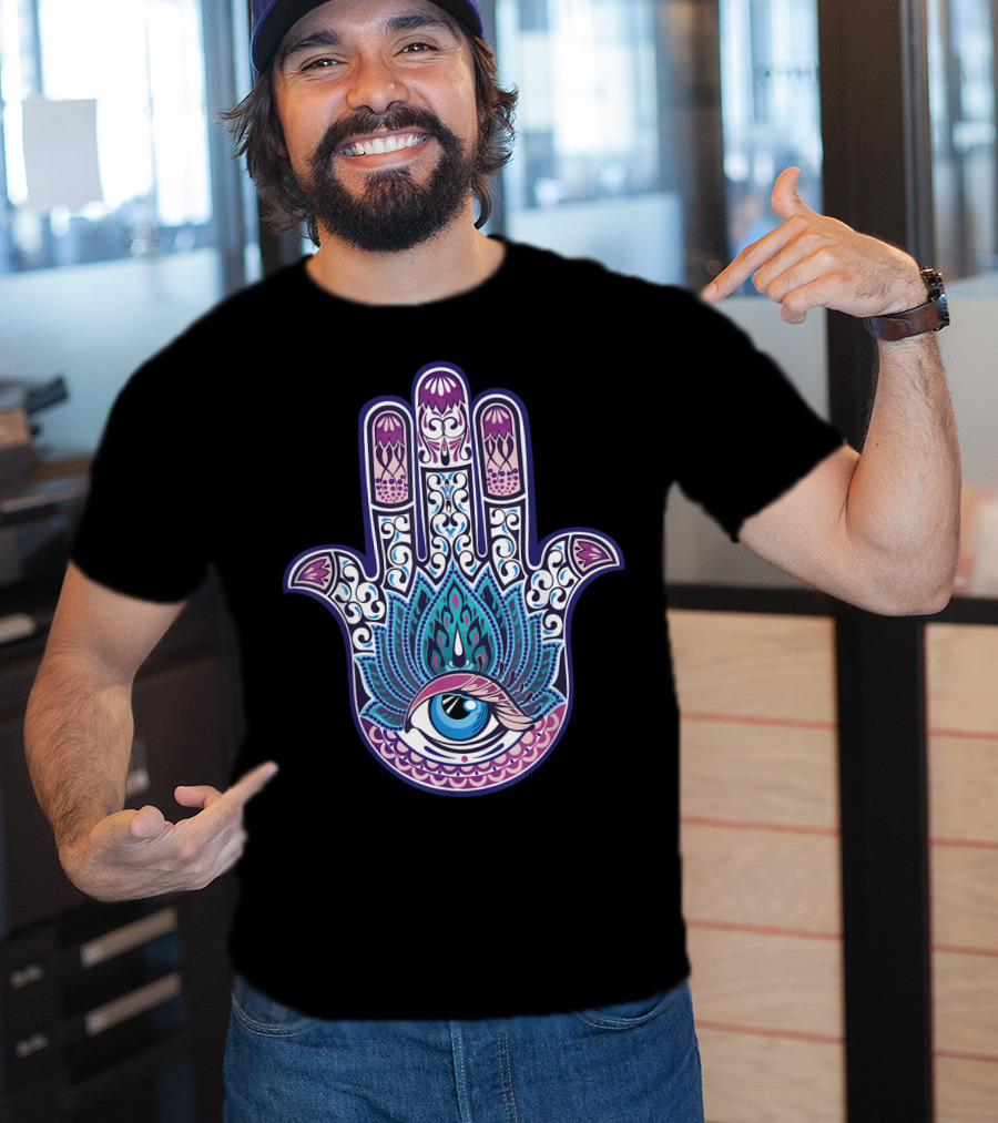Hamsa Mandala Eye Hand Of Fatima Womens Yoga Iconic T-Shirt