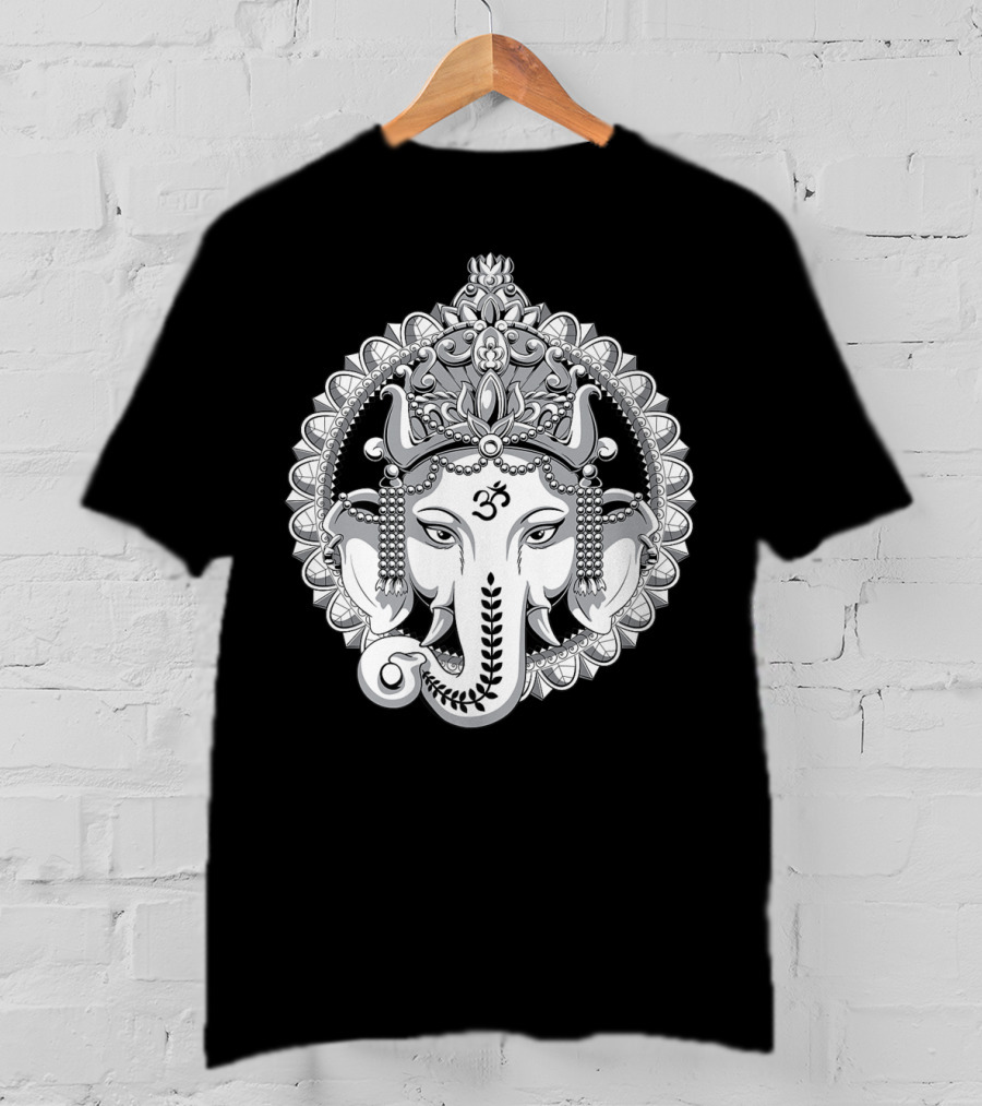 Ganesh Elephant Om Symbol Hindu Yoga Meditation T-Shirt