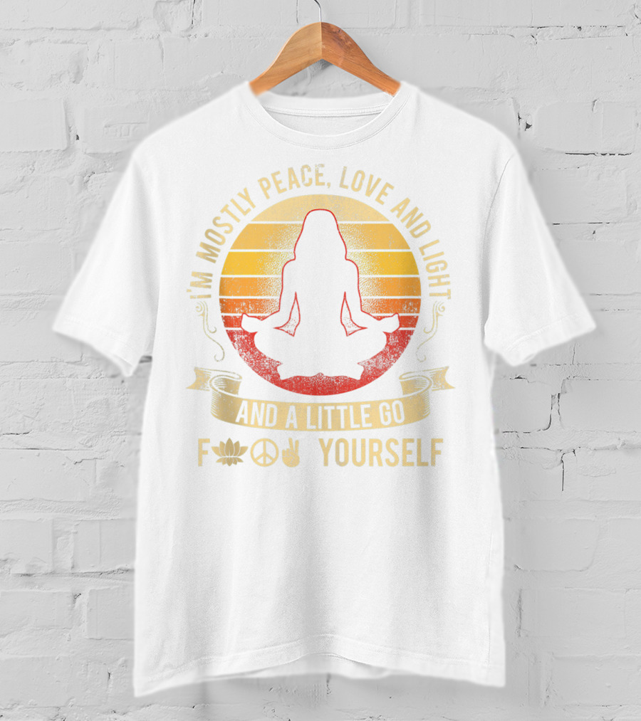 I Am Mostly Peace Love Light Lotus Peace Sign Gesture Go Yourself T-Shirt