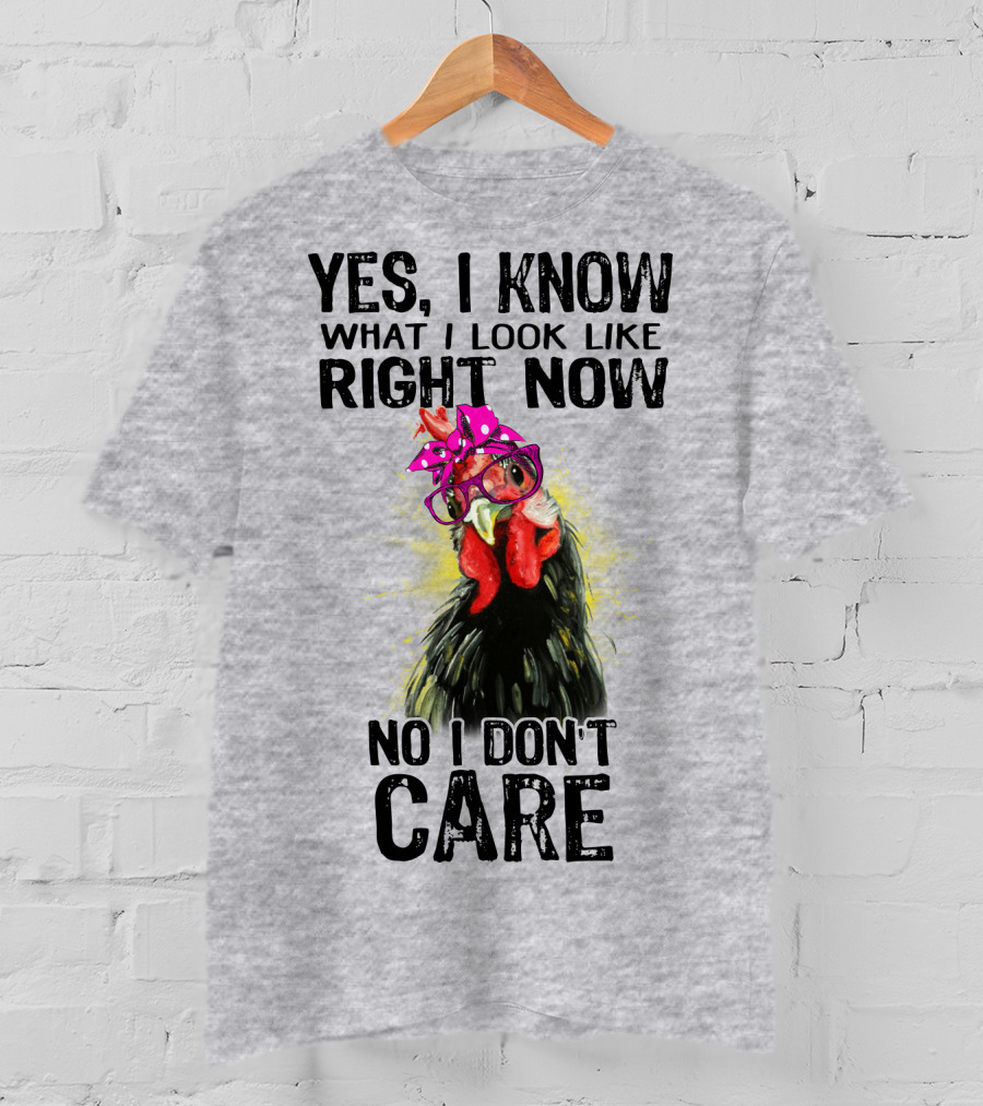 Yes I Know What I Look Like Right Now No I Don't Care Rooster With Bow Glasses T-Shirt
