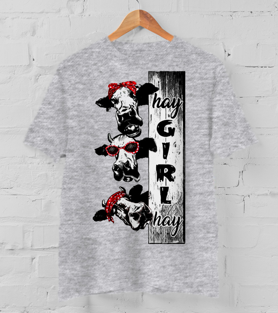 Hay GIRL Hay Cow Trio Red Bandana And Glasses T-Shirt