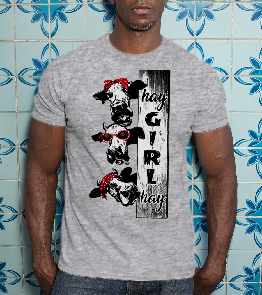 Hay GIRL Hay Cow Trio Red Bandana And Glasses T-Shirt