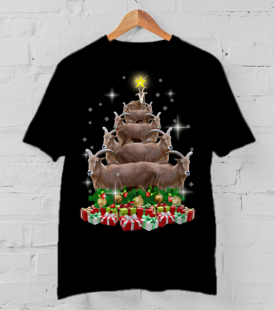 Goat Christmas Tree With Presents And Star T-Shirt