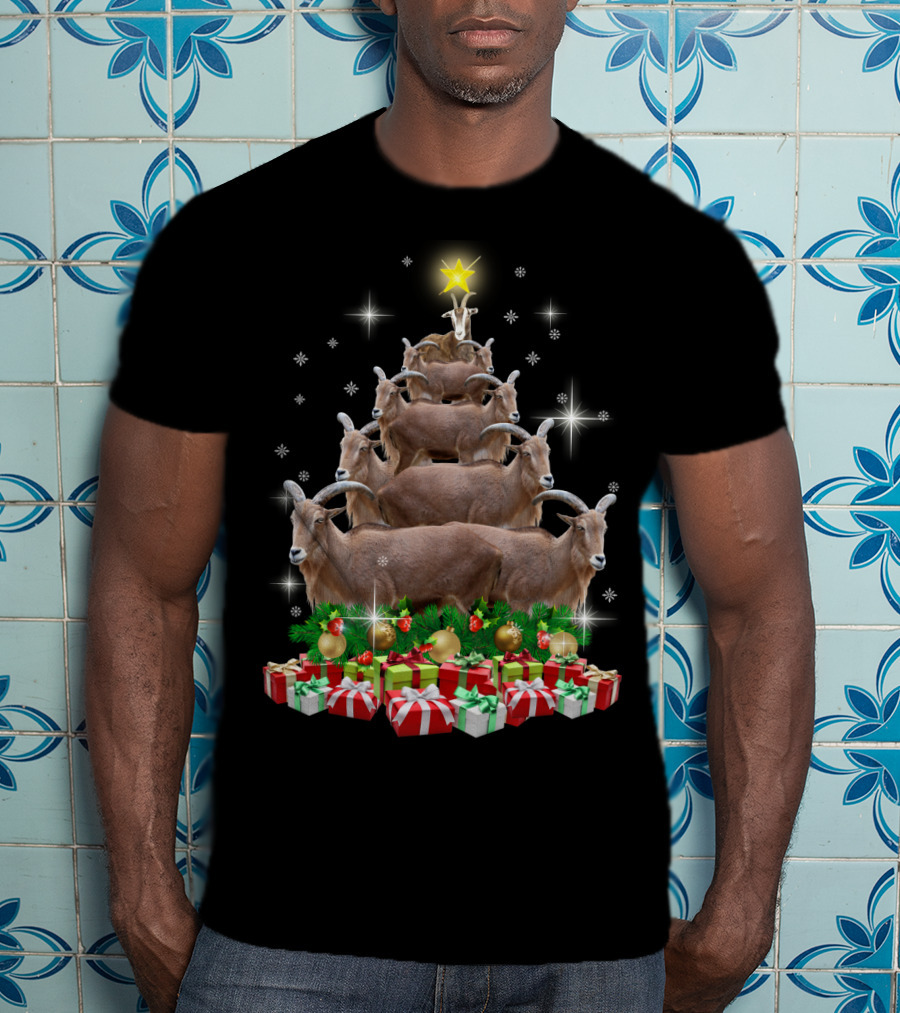 Goat Christmas Tree With Presents And Star T-Shirt