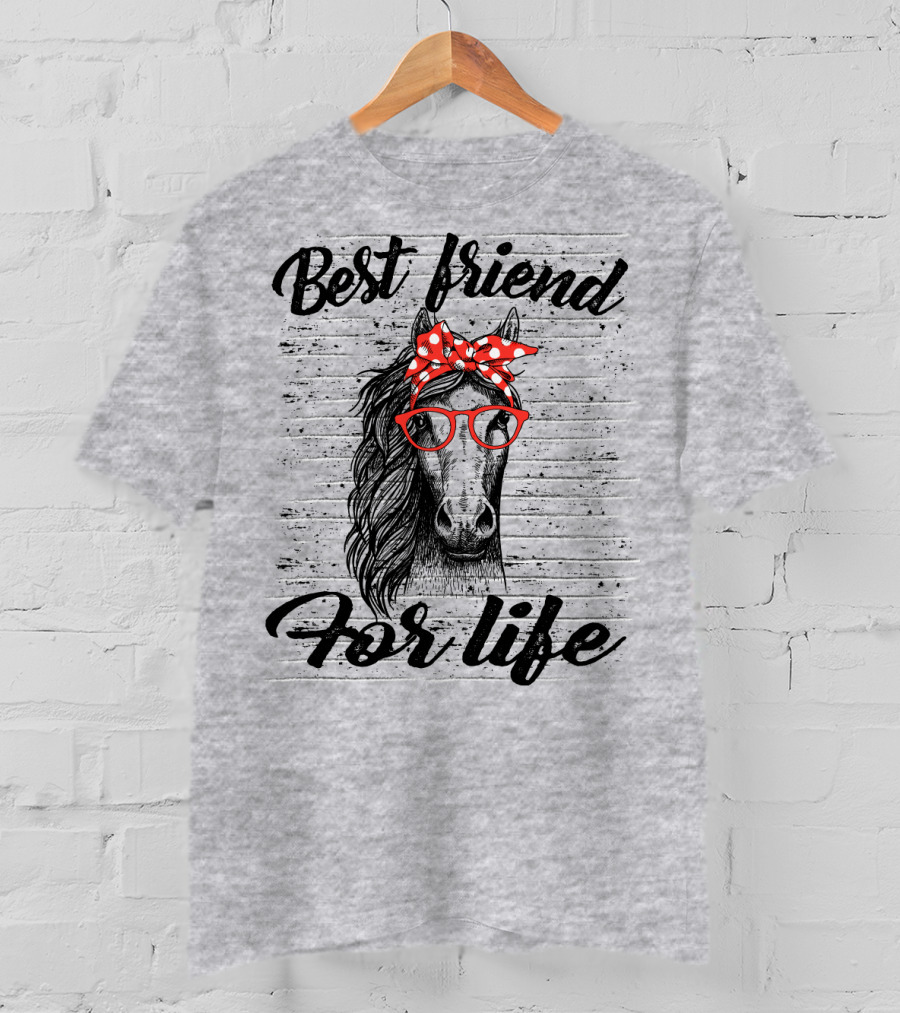 Best Friend For Life Horse With Red Polka Dot Bow And Glasses T-Shirt