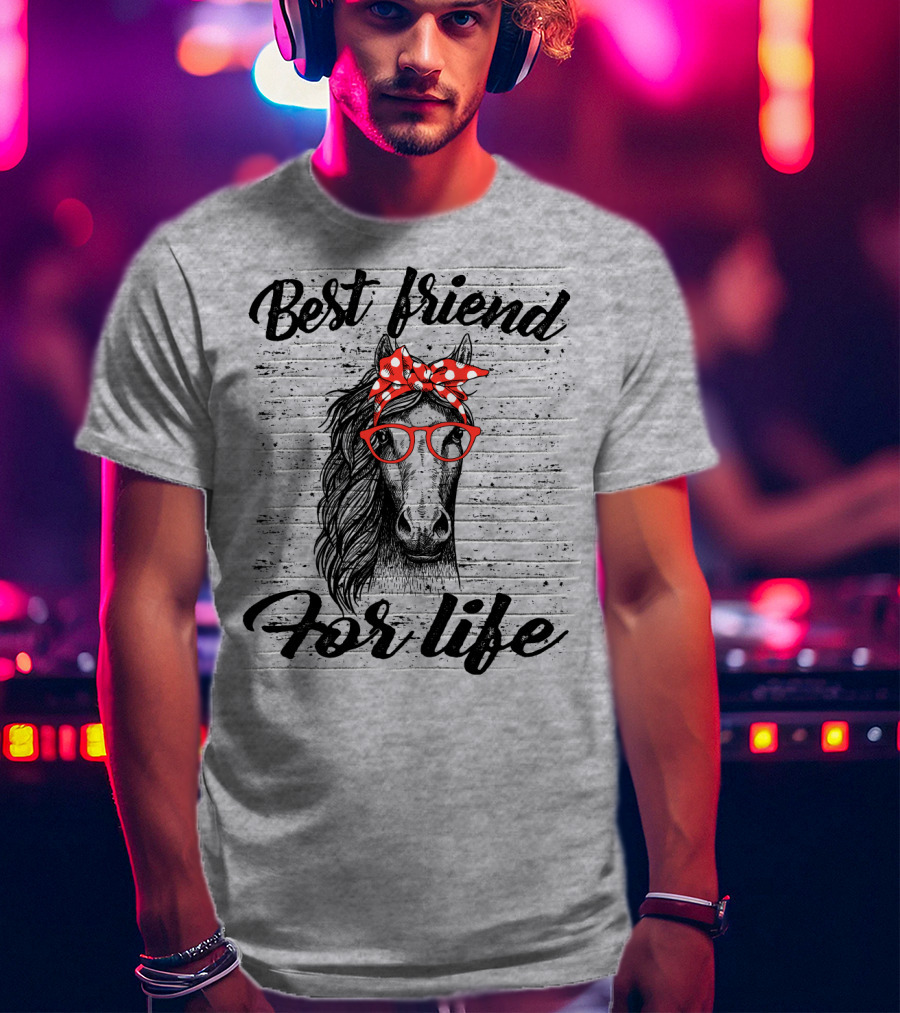 Best Friend For Life Horse With Red Polka Dot Bow And Glasses T-Shirt