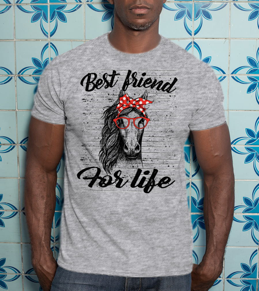 Best Friend For Life Horse With Red Polka Dot Bow And Glasses T-Shirt