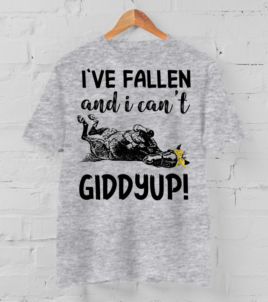 I've Fallen And I Can't Giddyup I've Fallen Cow With Yellow Bow T-Shirt
