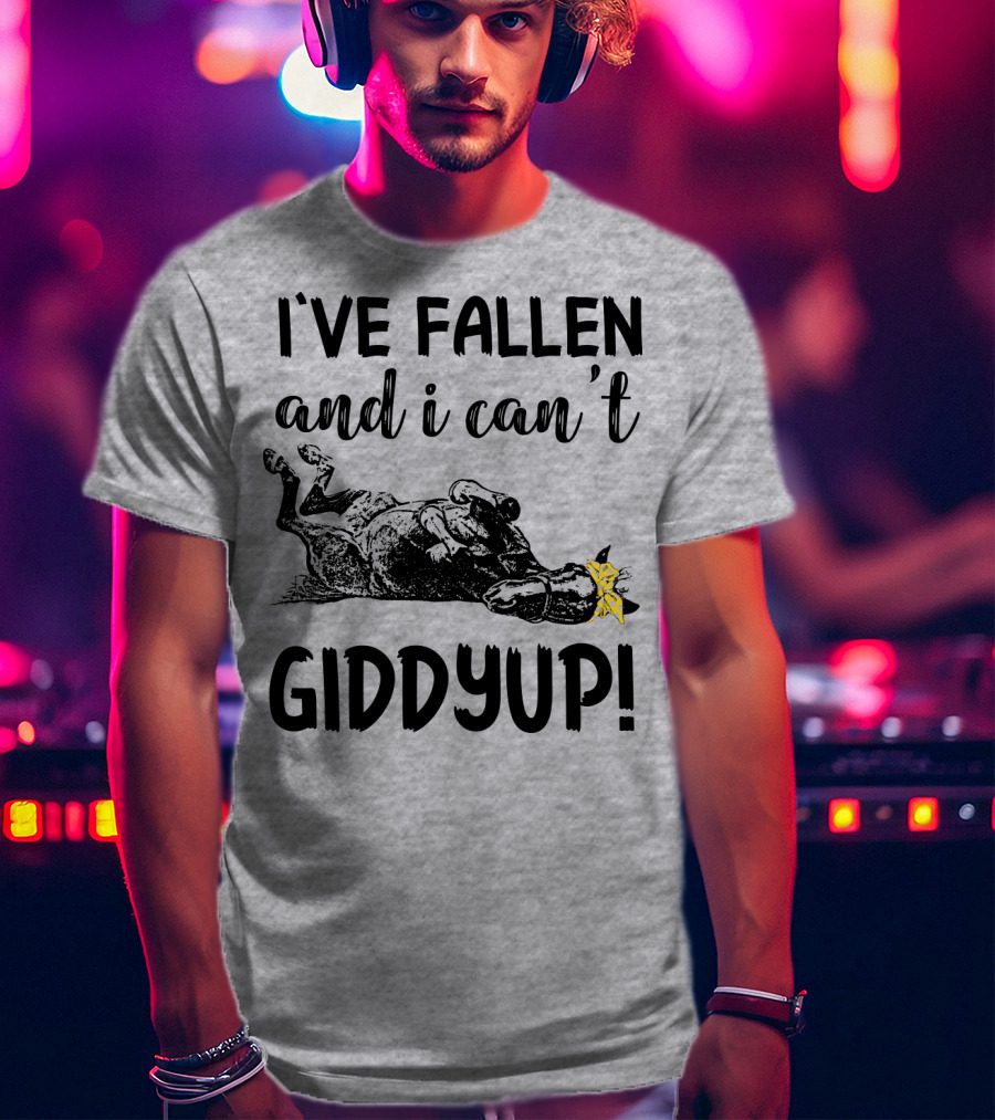 I've Fallen And I Can't Giddyup I've Fallen Cow With Yellow Bow T-Shirt