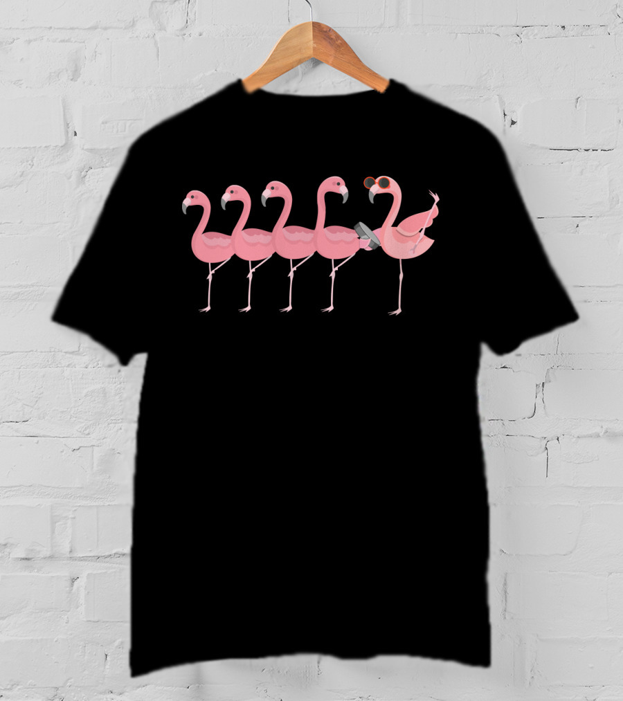 Five Flamingos Hockey Skate Fun T-Shirt
