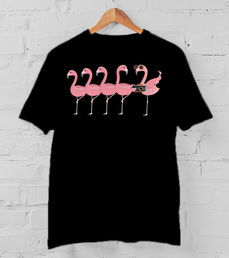 Flamingo With Camera And Sunglasses T-Shirt