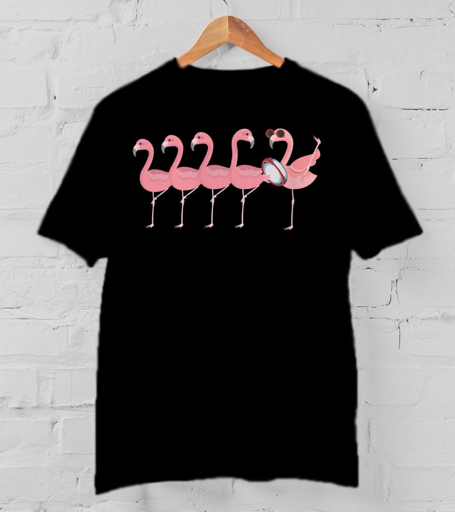 Rugby Flamingo Sunglasses Team Formation T-Shirt