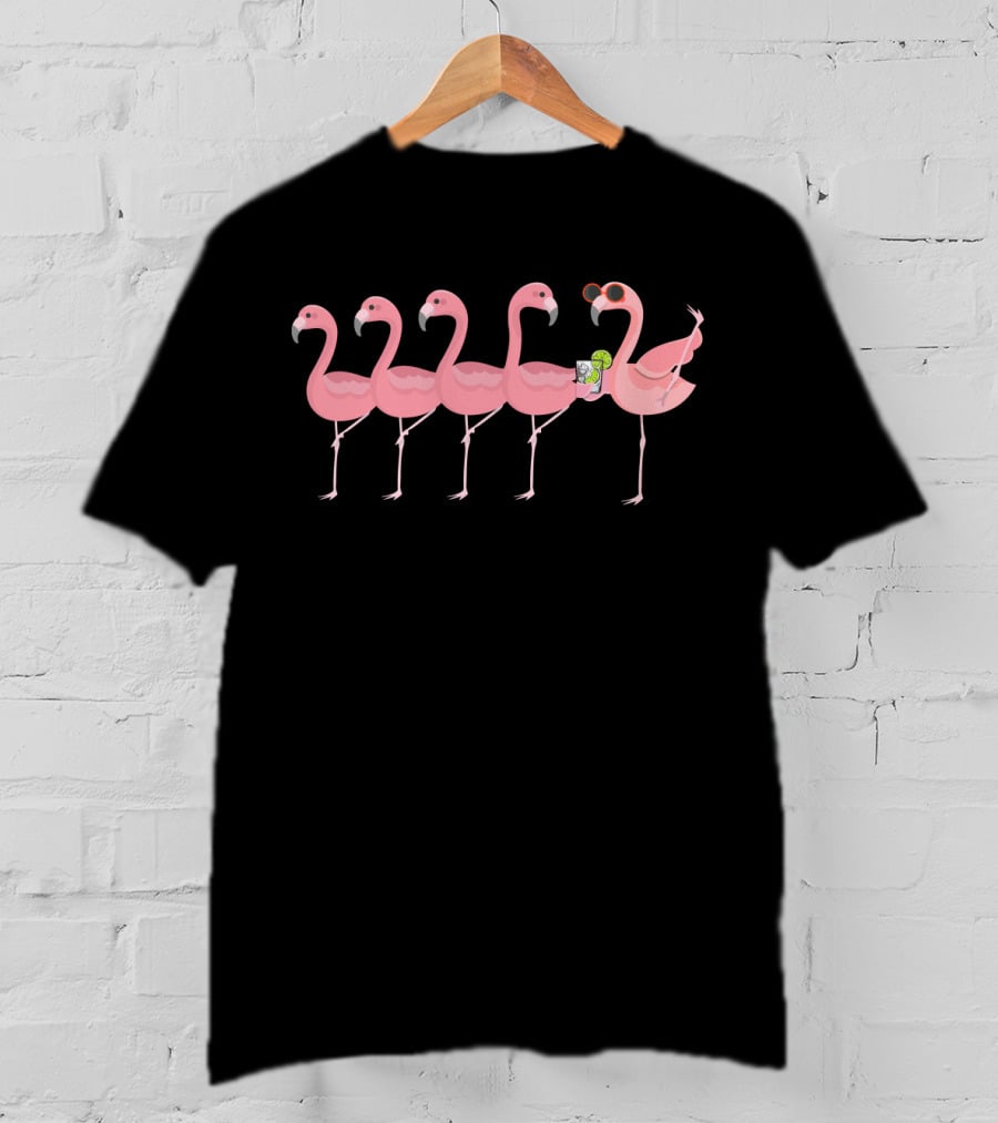 Flamingo Dance Party With Vodka Cocktails And Sunglasses T-Shirt