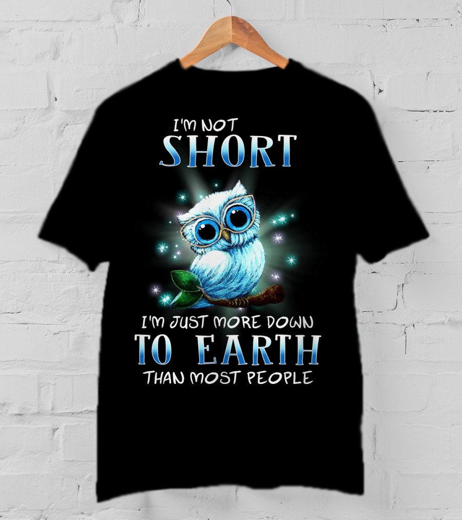 I'm Not Short I'm Just More Down To Earth Than Most People Cute Owl T-Shirt