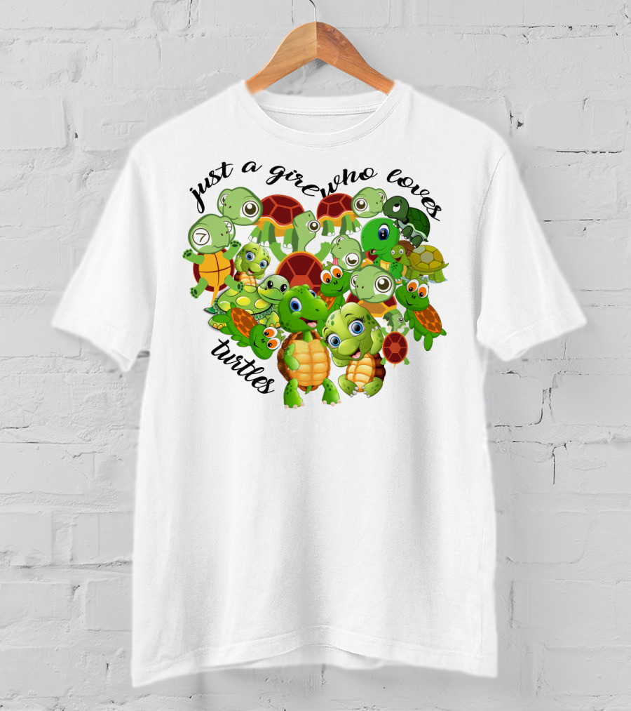 Just A Girl Who Loves Turtles Cute Cartoon Turtle Collection T-Shirt