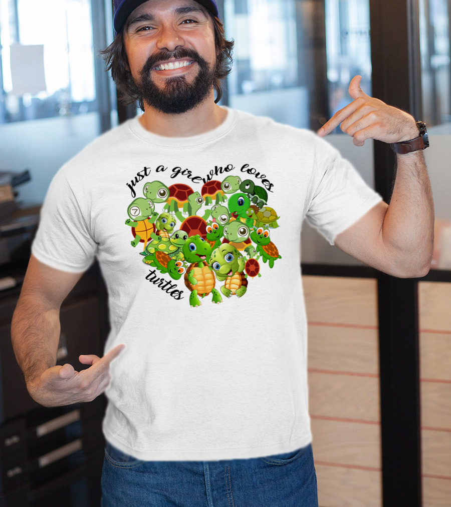 Just A Girl Who Loves Turtles Cute Cartoon Turtle Collection T-Shirt