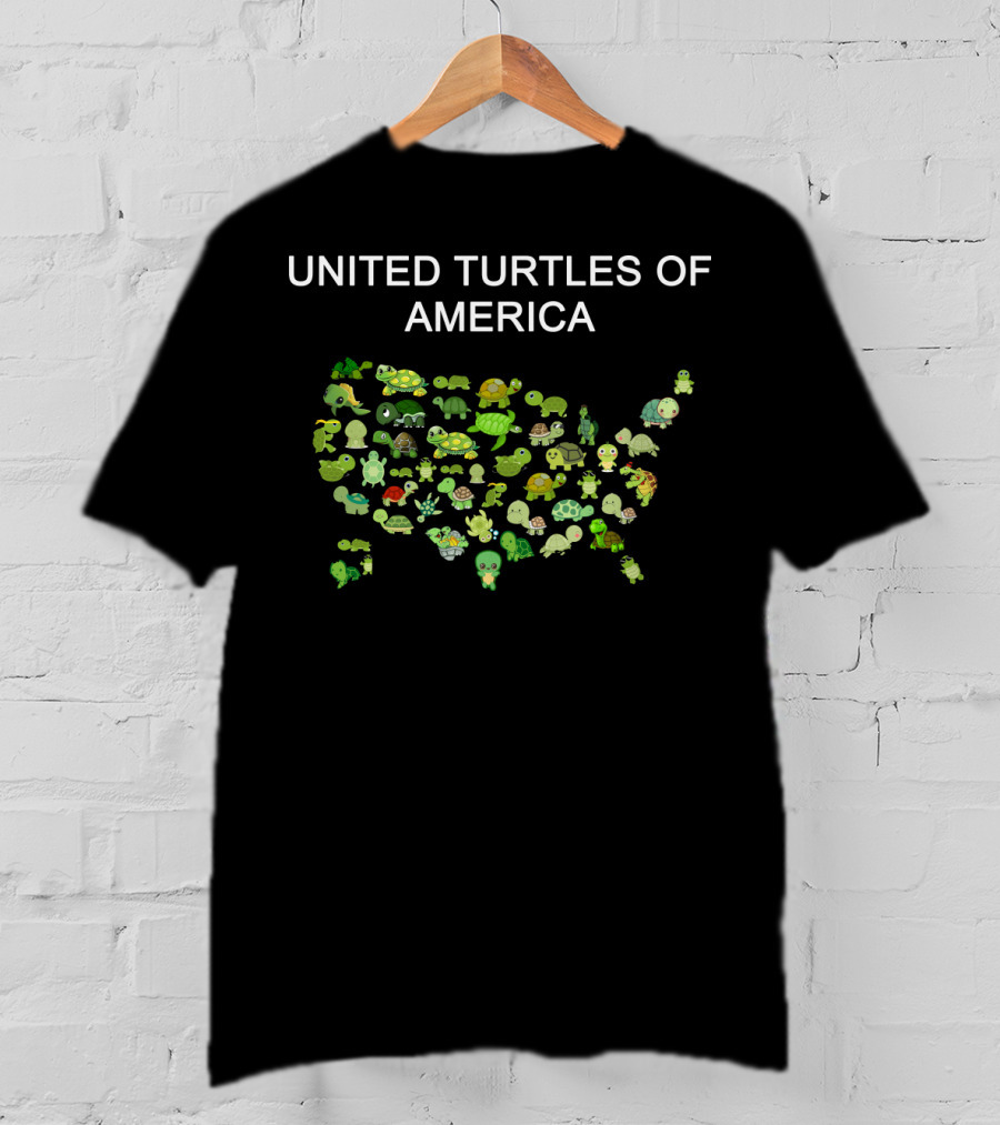 United Turtles Of America Map Illustrating Diverse Turtle Characters T-Shirt