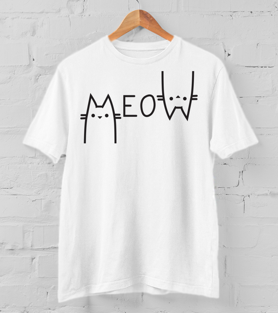 MEO Meow Cat Outline T-Shirt
