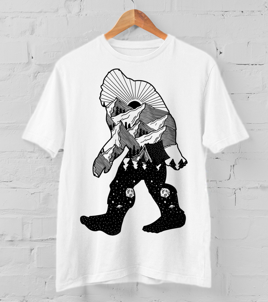 Bigfoot Mountain Landscape Cosmic Stars T-Shirt
