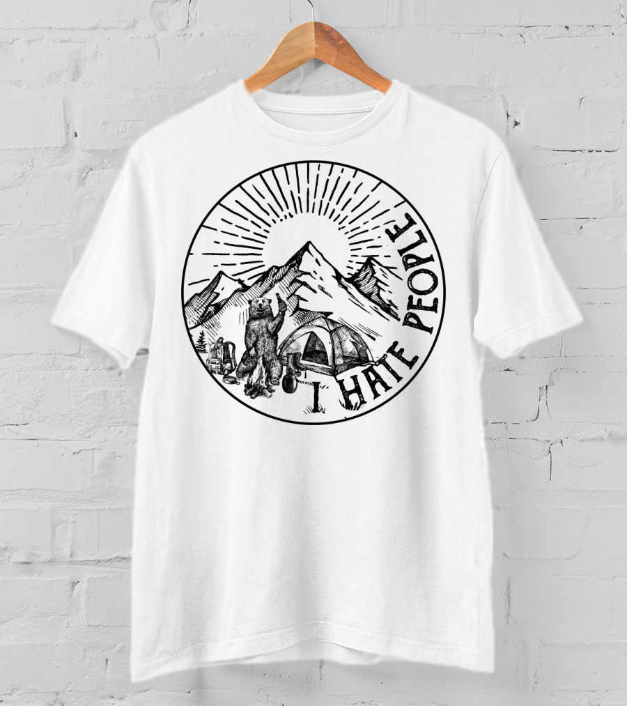Bear Camping Mountains Hate People T-Shirt