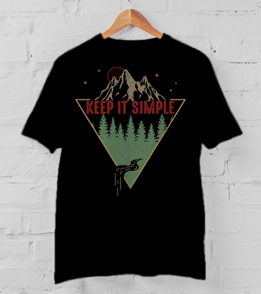 Keep It Simple Mountain Forest Road Retro T-Shirt