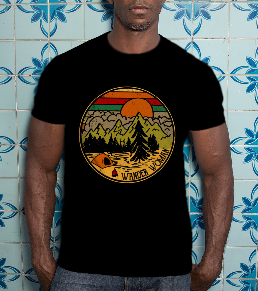 Wander Woman Camping Adventure Sunset Mountains T-Shirt