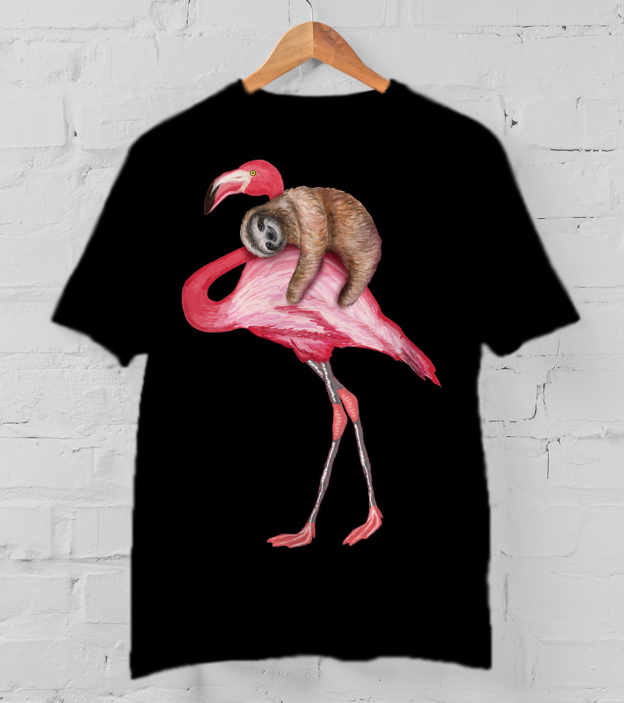 Sloth Riding Flamingo T-Shirt