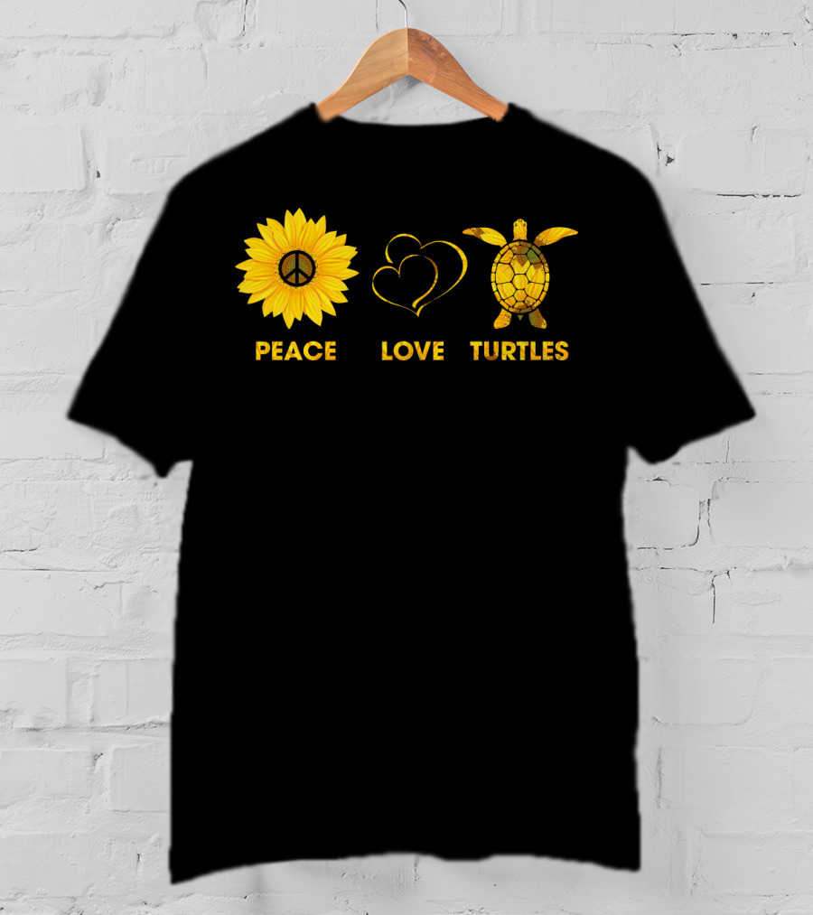 Peace Love Turtles Sunflower Heart Turtle T-Shirt