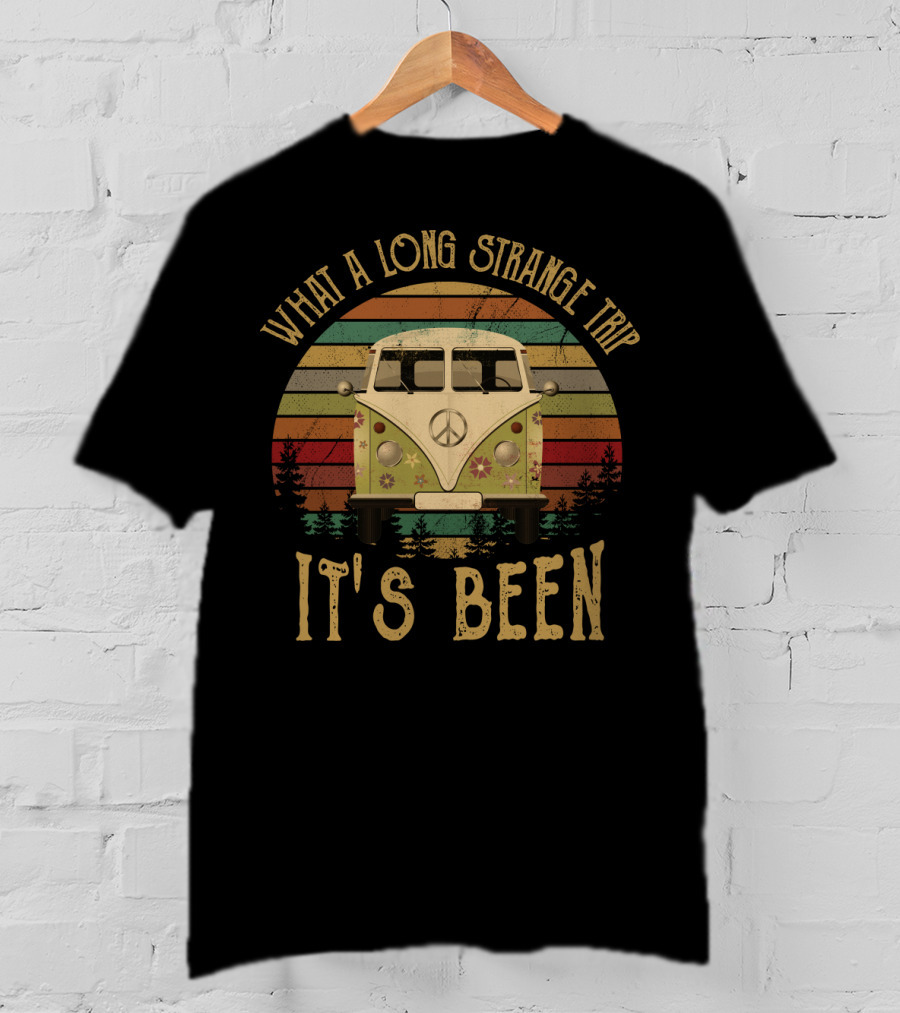What A Long Strange Trip It's Been Peace Van Retro Sunset T-Shirt