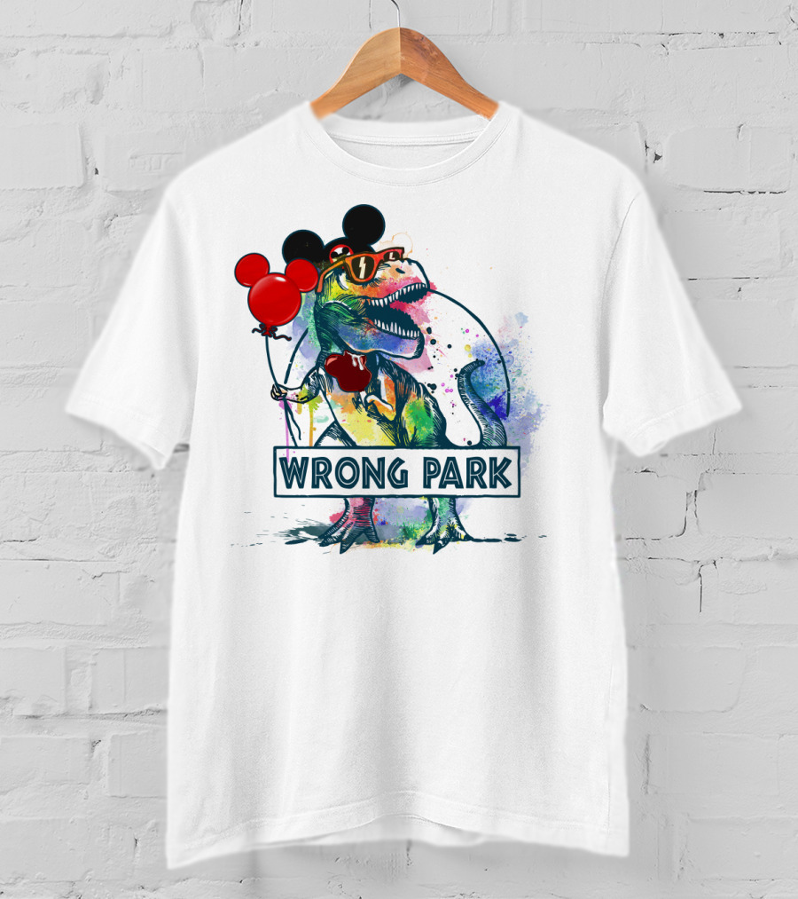 Wrong Park T Rex With Mickey Ears And Balloon T-Shirt