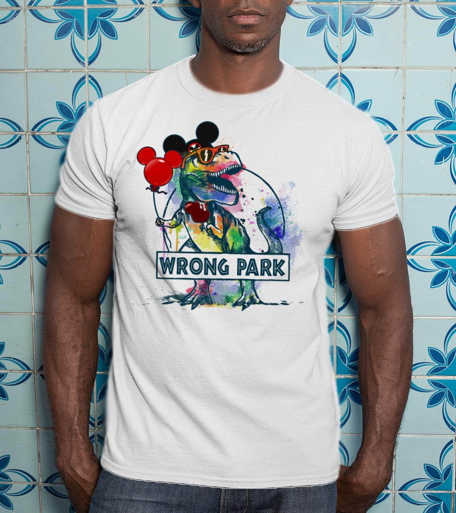 Wrong Park T Rex With Mickey Ears And Balloon T-Shirt