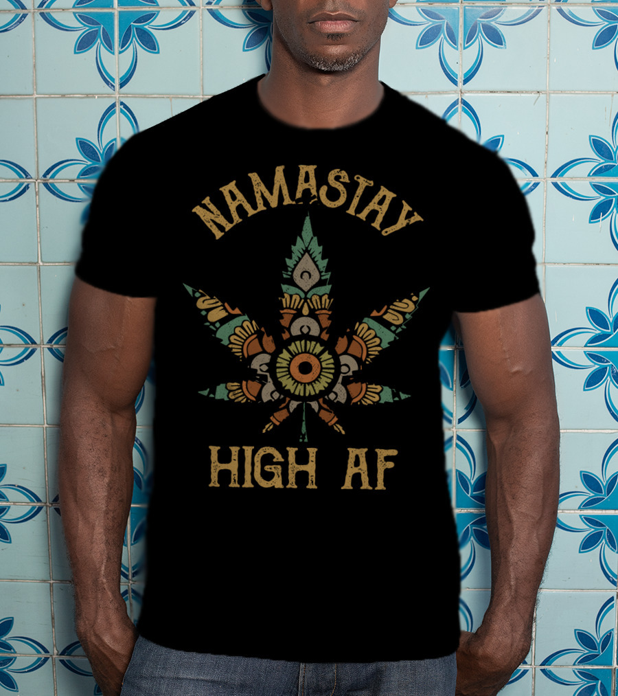 Namastay High AF Cannabis Mandala Leaf T-Shirt