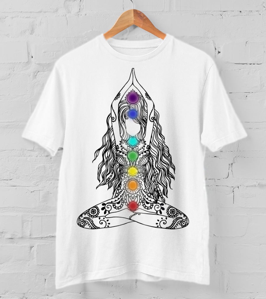 Yoga Chakra Meditation Mandala Colorful Pose T-Shirt