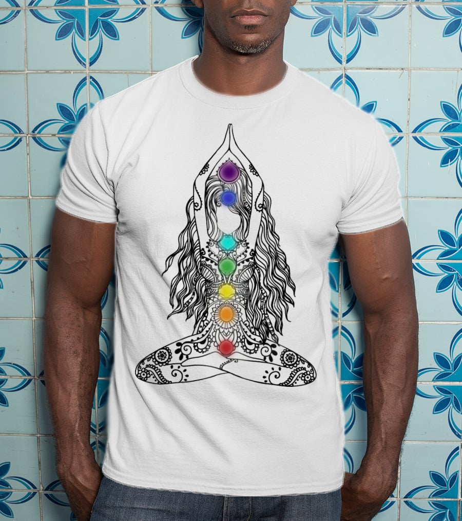 Yoga Chakra Meditation Mandala Colorful Pose T-Shirt
