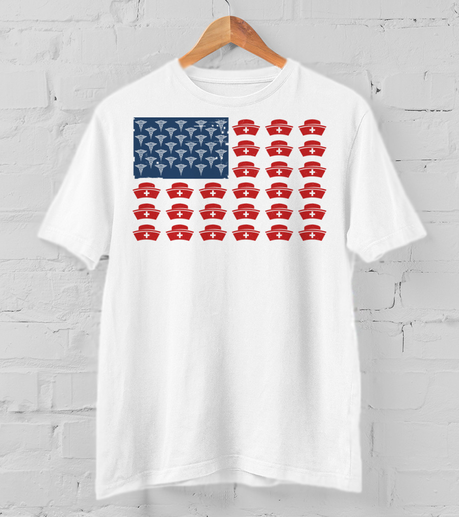 Caduceus Nurse Caps National Flag T-Shirt