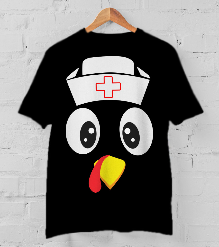 Turkey Nurse Cute Cartoon Face With Medical Hat T-Shirt