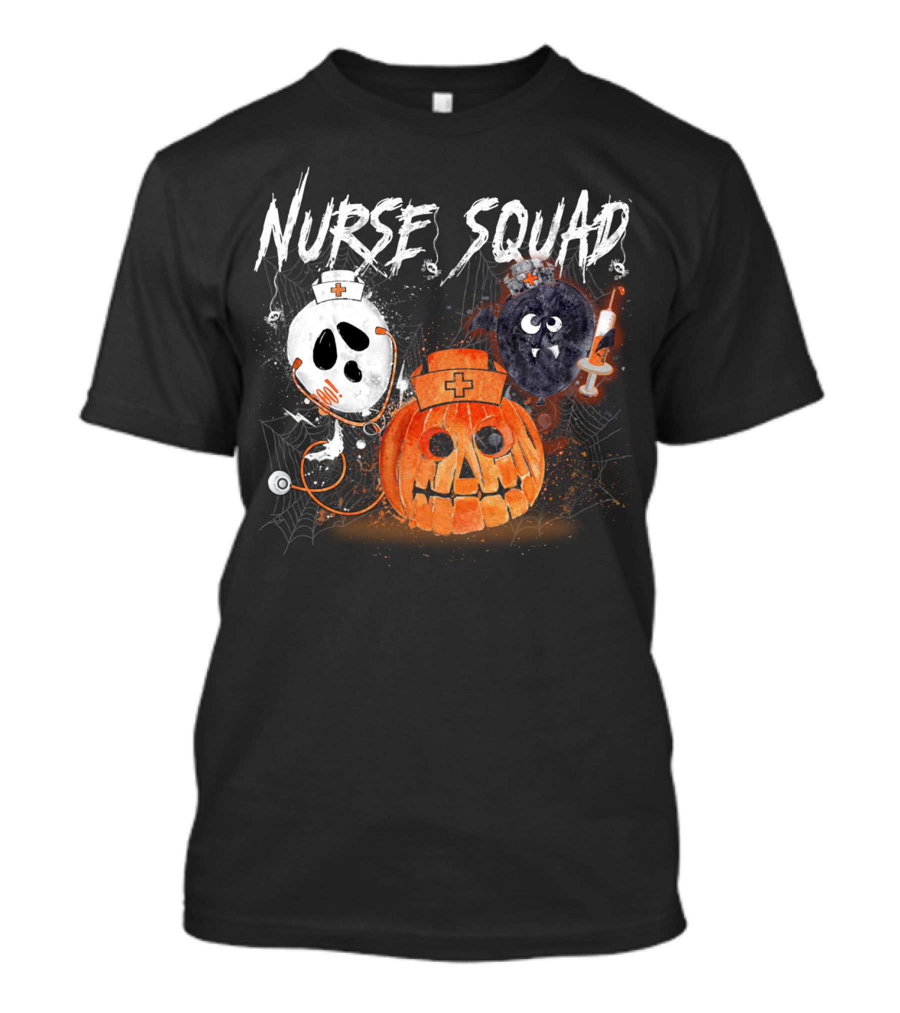 Nurse Squad Halloween Pumpkin Ghost Bat Vampire T-Shirt