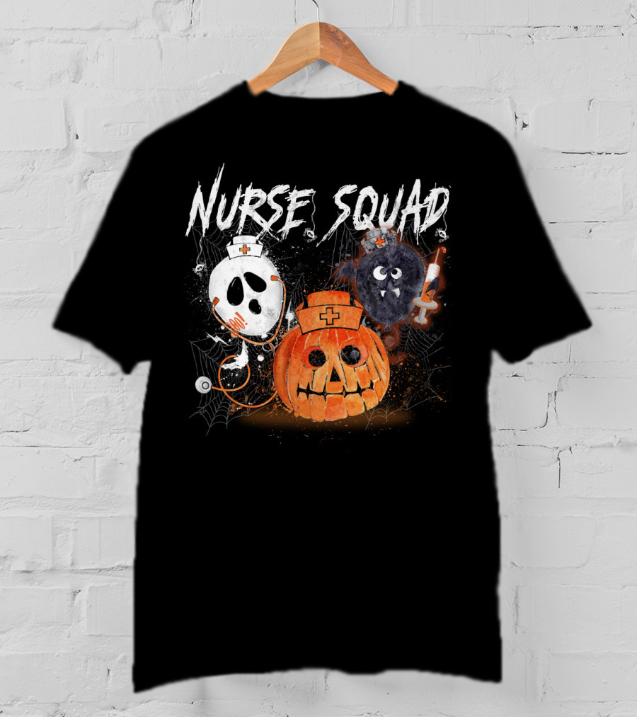 Nurse Squad Halloween Pumpkin Ghost Bat Vampire T-Shirt