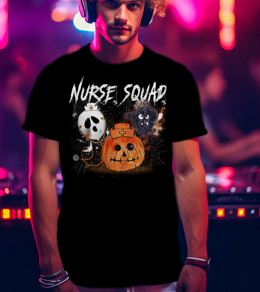Nurse Squad Halloween Pumpkin Ghost Bat Vampire T-Shirt
