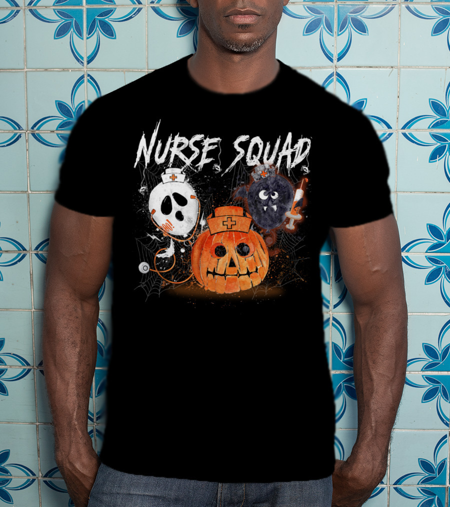 Nurse Squad Halloween Pumpkin Ghost Bat Vampire T-Shirt