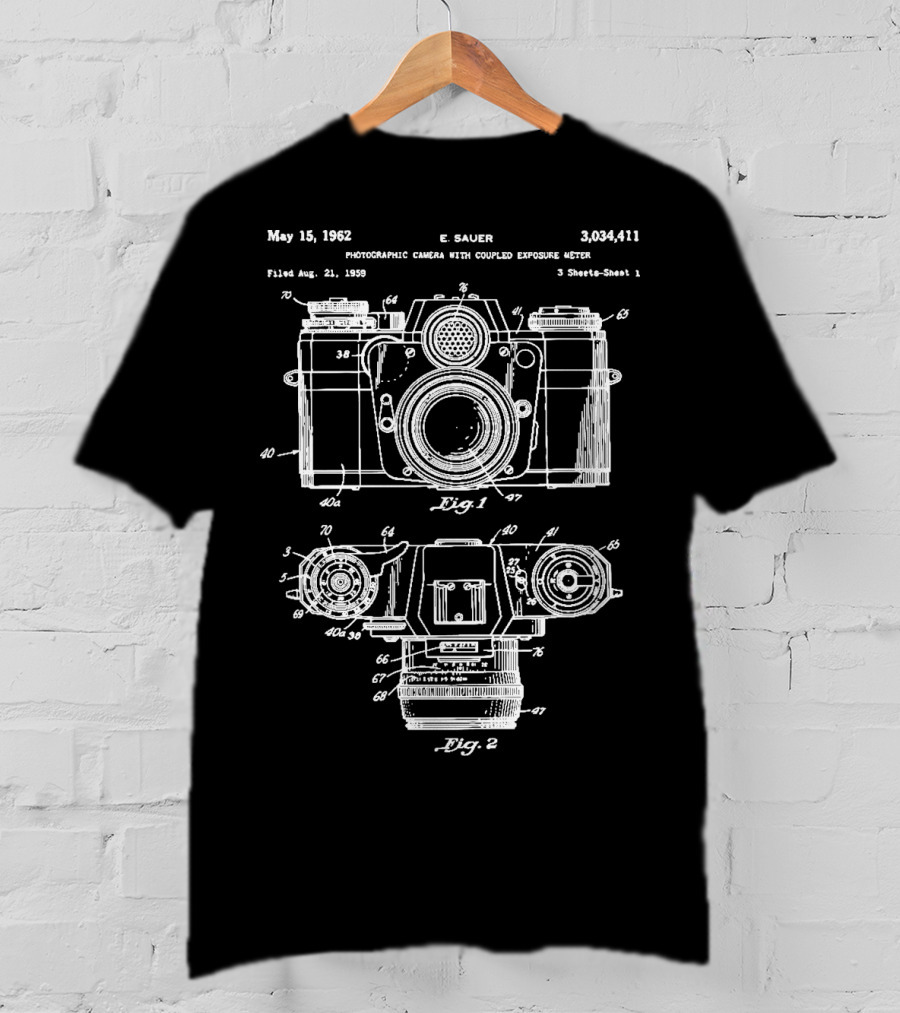 Photography Photographic Camera Patent May 15 1962 E Sauer T-Shirt