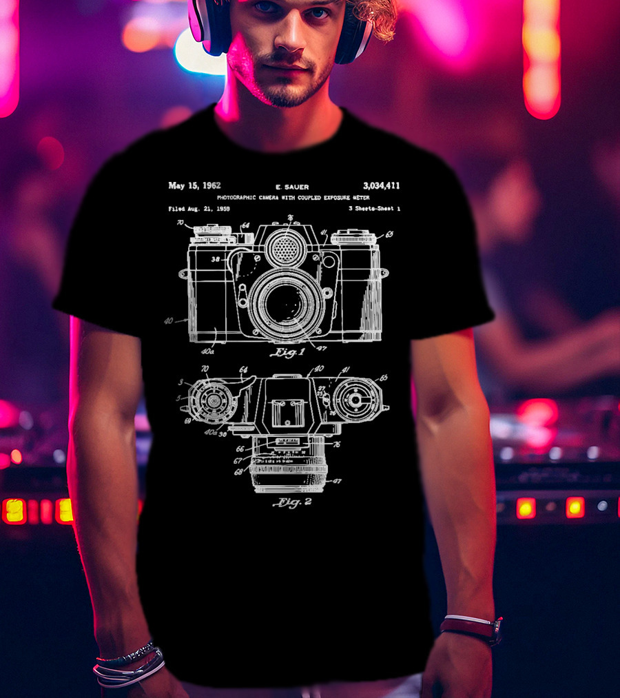 Photography Photographic Camera Patent May 15 1962 E Sauer T-Shirt