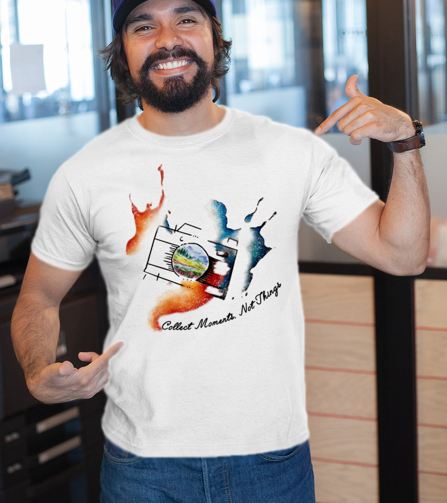 Collect Moments Not Things Camera Nature Landscape Watercolor Splash T-Shirt