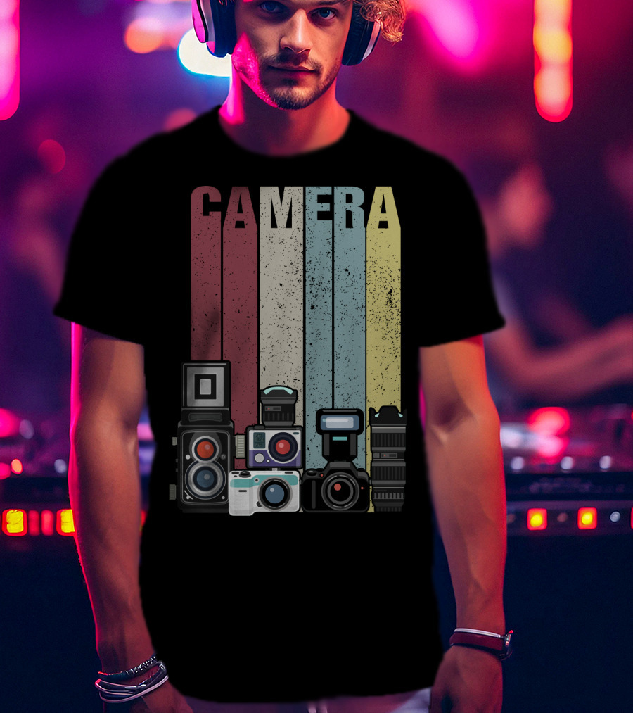 Camera Vintage Photography Equipment Retro Style Valentine's Day Gift T-Shirt