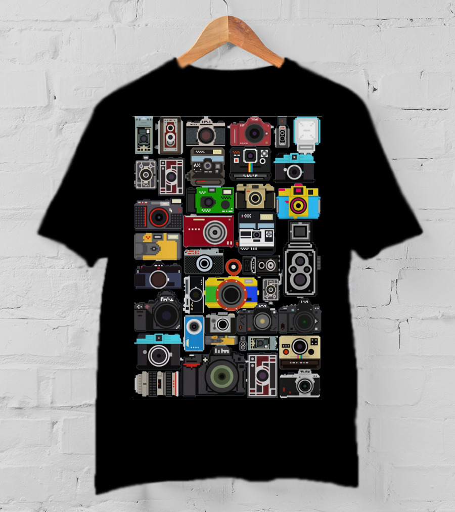 Photography Pixelated Cameras Collage T-Shirt