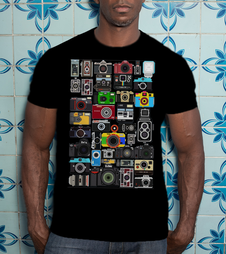 Photography Pixelated Cameras Collage T-Shirt
