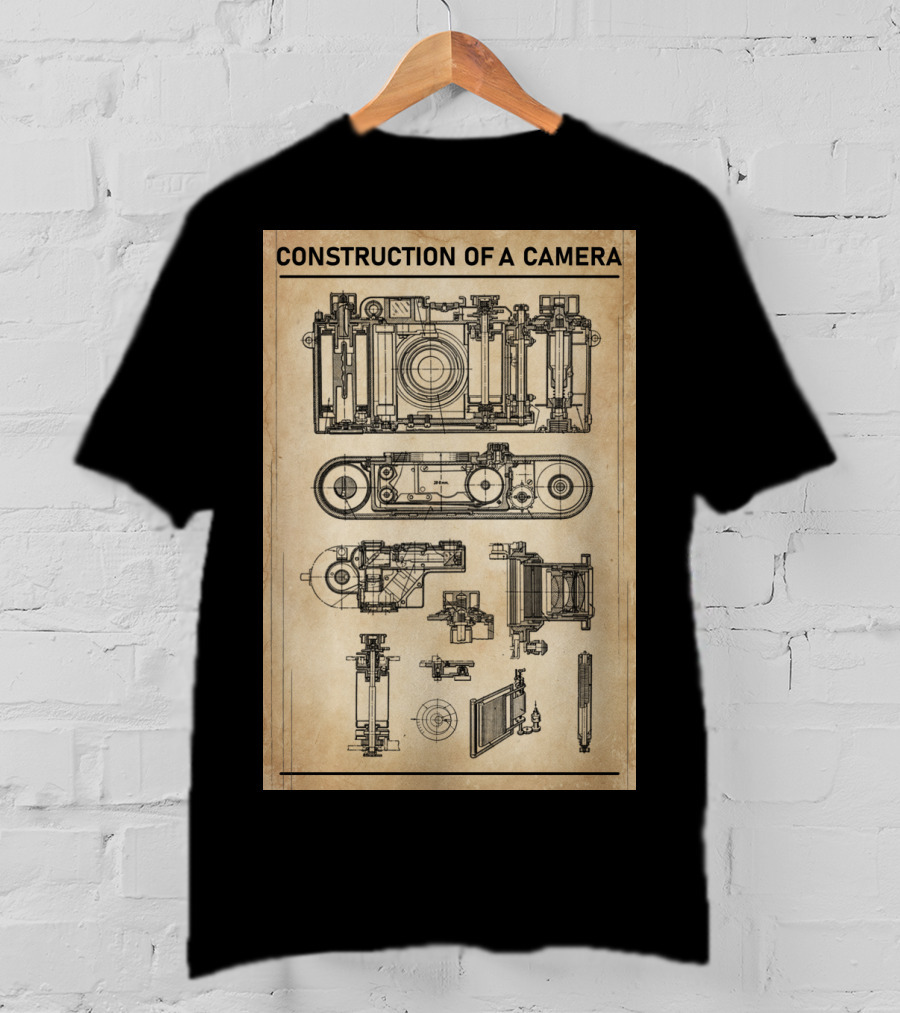 Construction Of A Camera Blueprint Diagram T-Shirt